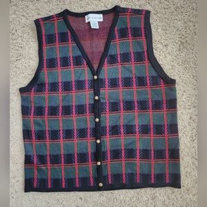 Vintage Croft & Barrow Plaid Multicolor Vest Women's Large